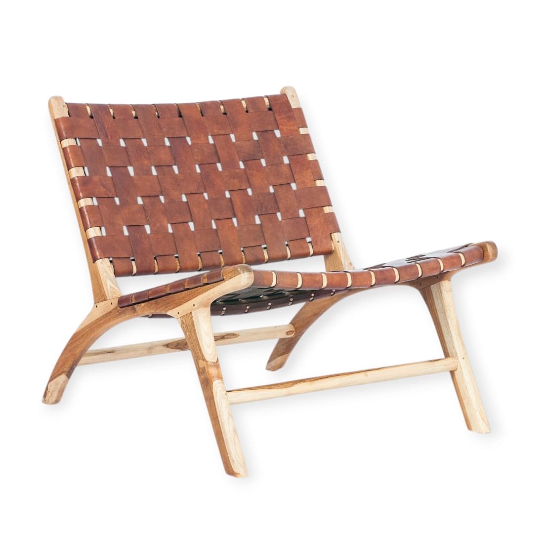 Lather and Teak Lounge Chair Indonesia